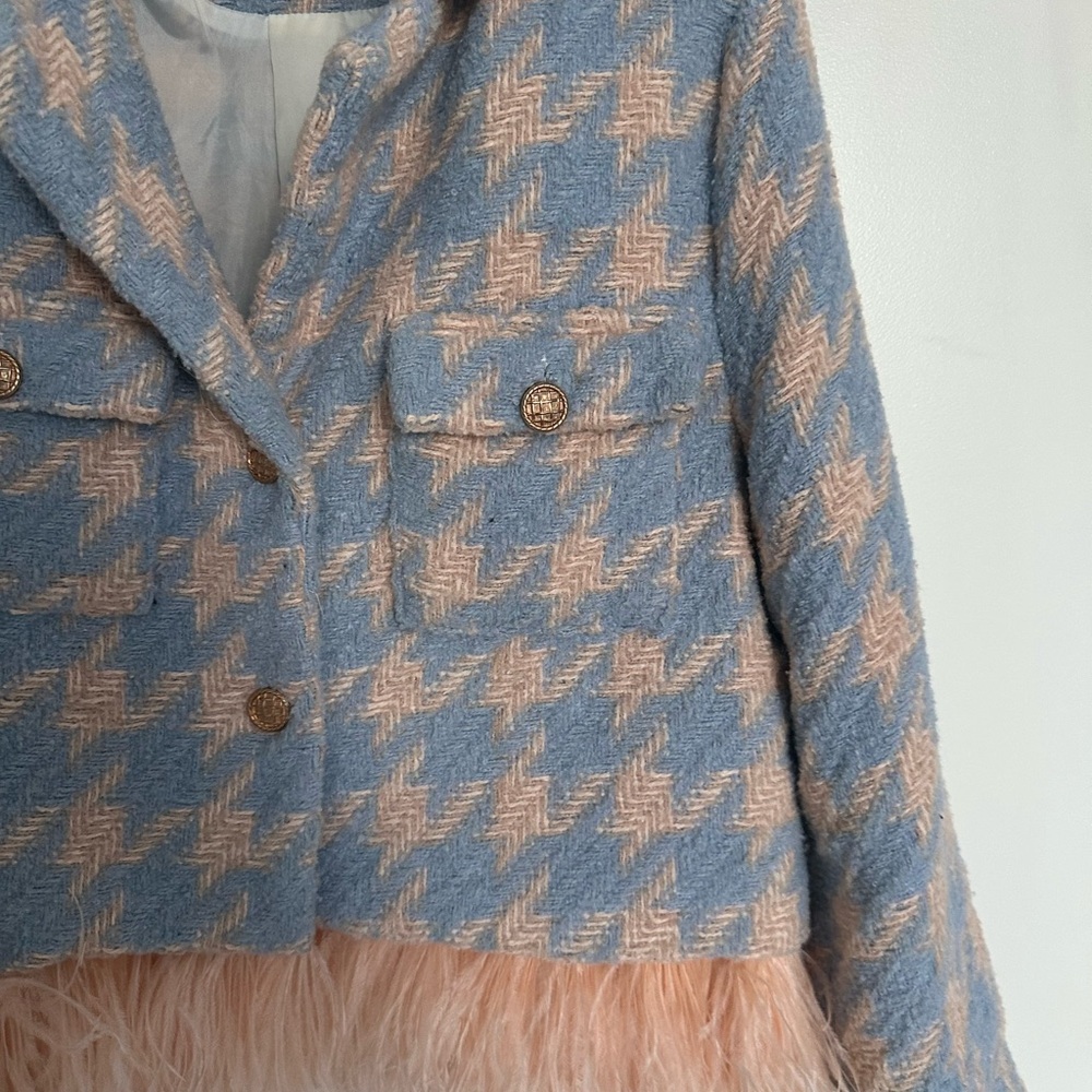Tweed Feather trimmed Women's Jacket - Picture 3 of 3